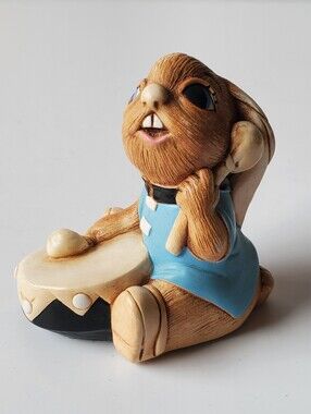 Vintage PenDelfin Bongo Drummer Rabbit Figurine - Hand Painted Stonecraft UK
